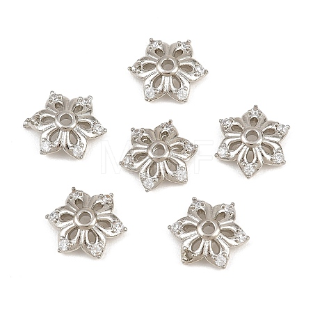 Brass Micro Pave Cubic Zirconia Bead Caps CU-CBA6A75-35B-P-1