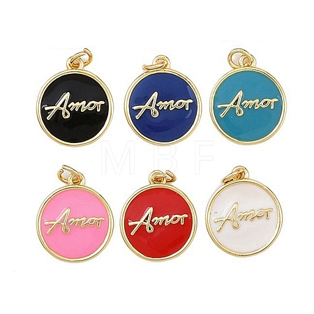 Brass Enamel Pendants KK-L251-02G-B-1