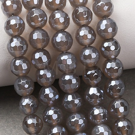 Electroplated Natural Agate Beads Strands G-B191-A07-6mm-05-1