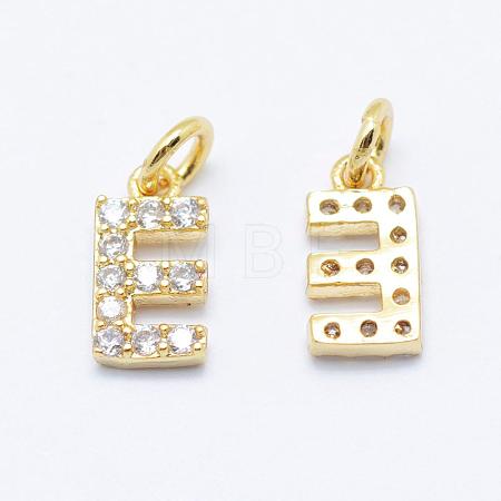 Brass Micro Pave Grade AAA Cubic Zirconia Charms ZIRC-P067-11G-E-NR-1