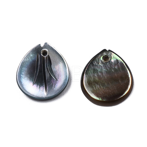 Natural Black Lip Shell Charms SSHEL-N032-42-1