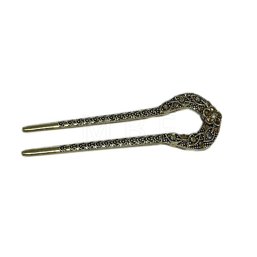 Alloy Rhinestone Vintage Hair Forks PW-WGA1114-04-1