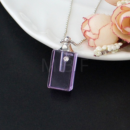 Medium Purple Glass Perfume Bottle Pendant Necklaces PW-WGF3857-14-1