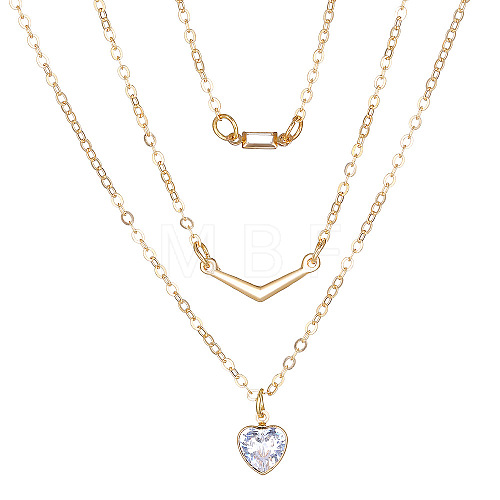 Alloy Crystal Rhinestone 3 Layer Necklaces PW-WGE57FA-02-1