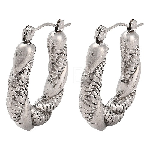 304 Stainless Steel Teardrop Hoop Earrings EJEW-K259-03P-1