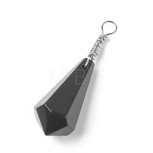 Natural Black Agate Pendants G-I220-E04-1