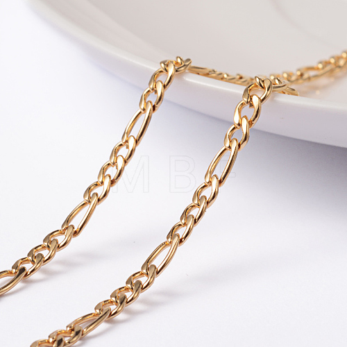 3.28 Feet Ion Plating(IP) 304 Stainless Steel Figaro Chains X-CHS-L014-05G-1