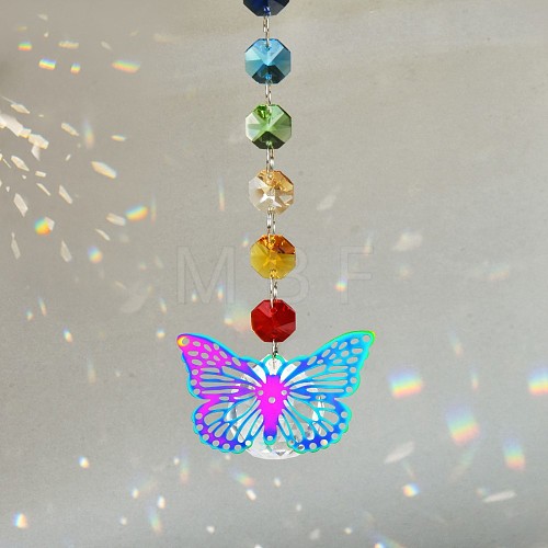 Glass Hanging Suncatcher Pendant Decoration DJEW-PW0008-01B-1