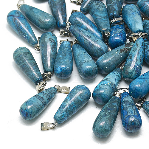 Dyed Natural Blue Agate Pendants X-G-T081-23-1