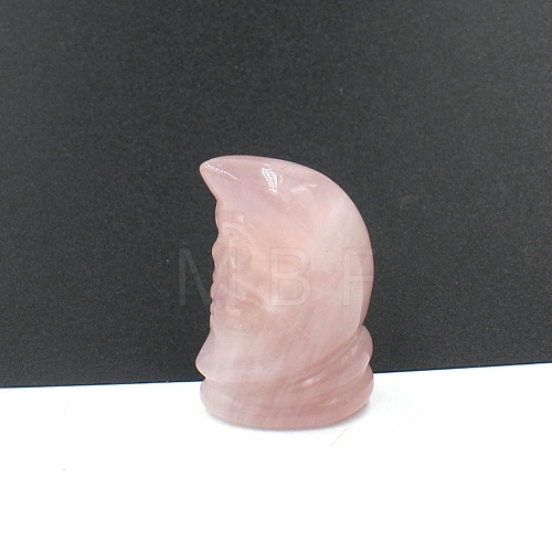 Natural Rose Quartz Moon with Human Face Figurines Statues for Home Office Desktop Decoration PW-WG92128-02-1