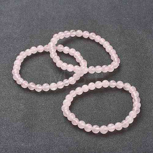 Natural Rose Quartz Beaded Stretch Bracelets BJEW-A117-B-11-1