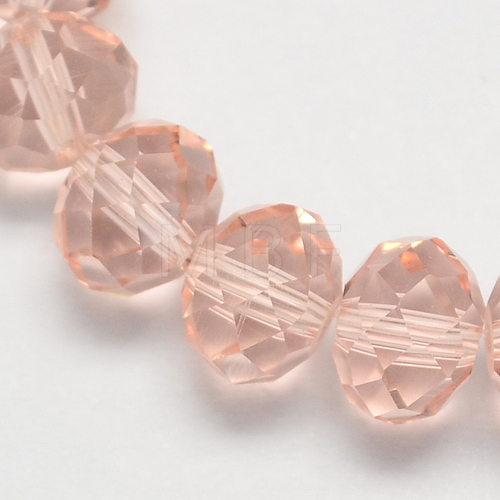 Light Salmon Imitate Austrian Crystal Faceted Glass Rondelle Beads X-G02YI0F5-1