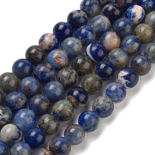 Natural Sodalite Beads Strands GSR8mmC013-1-1