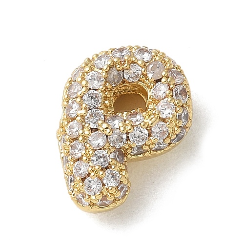 Brass Micro Pave Cubic Zirconia Beads KK-P290-61G-P-1