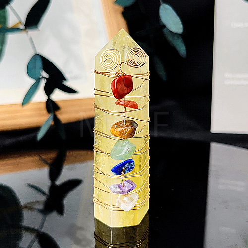 Chakra Natural Citrine Pointed Prism Bar Home Display Decorations G-PW0007-110E-1