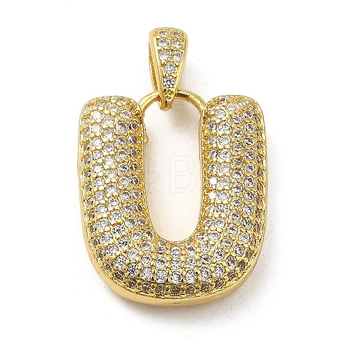 Brass Micro Pave Cubic Zirconia Pendants KK-E061-03G-21-1