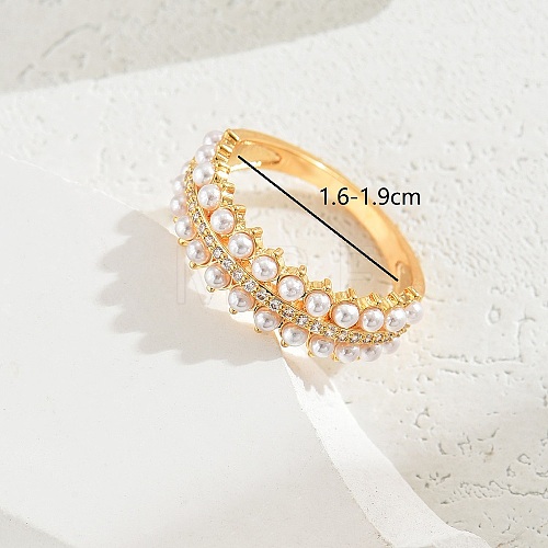 Exquisite Copper Inlaid Zircon Pearl Fashion Ring for Women Party Gift LE9138-3-1