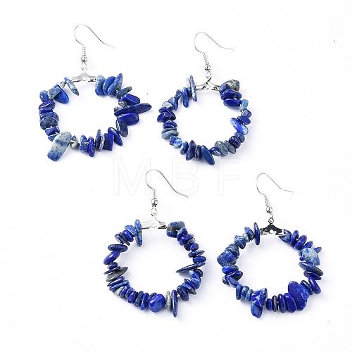 Natural Lapis Lazuli Dangle Earrings EJEW-E255-D03-1