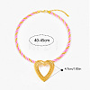 Ocean 304 Stainless Steel Big Heart Pendant Twisted Acrylic Fiber Cord Necklaces for Women WG896A0-02-1
