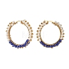 Glass Beads Braided Big Hoop Earrings EJEW-JE04848-04-2