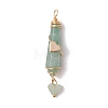 6Pcs 6 Styles Natural Carnelian & Green Aventurine & Rose Quartz & Quartz Crystal & Lapis Lazuli & Amethyst Copper Wire Wrapped Faceted Bullet Heart Pendants PALLOY-JF03482-02-3