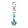 Tortoise & Round Synthetic Turquoise Pendant Decoration HJEW-JM02295-02-1