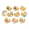 Brass Enamel Adjustable Cuff Rings for Women RJEW-G357-01G-4
