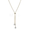 Alloy Snake Chain Slider Lariat Necklaces with Plastic Imitation Pearl Round Beads WG87CD3-01-4