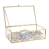 Glass & Brass Jewelry Box with Chain Hinge CON-WH0110-335A-1