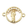 Religion Brass Micro Pave Clear Cubic Zirconia Connector Charms KK-G602-07G-11-1