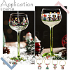 24Pcs 12 Styles Christmas Tree & Snowflake & Sock & Santa Claus Alloy Enamel Dangle Wine Glass Charms with Glass Pearl AJEW-BC0003-12-7