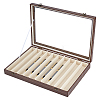 10 Grids Rectangle Wooden Dustproof Pen Presentation Boxes with Visible Window Lid CON-WH0089-250-1