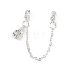 Brass Pave Clear Cubic Zirconia European Safety Chains with Charms KK-L236-15D-S-1
