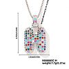 Brass Pave Colorful Cubic Zirconia Letter Pendant Box Chain Necklaces NU0575-34-1