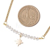Electroplate Glass Faceted Rondelle Beaded Alloy Pendant 304 Stainless Steel Curb Chain Necklaces for Women NJEW-JN05764-03-3