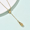 304 Stainless Steel Teardrop Pendant Tassel Lariat Necklaces NJEW-C114-02G-2