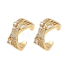 C-Shaped Brass Micro Pave Clear Cubic Zirconia Cuff Earrings EJEW-L316-01G-14-4