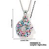 Brass Pave Colorful Cubic Zirconia Letter Pendant Box Chain Necklaces NU0575-33-1