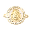 Brass Micro Pave Clear Cubic Zirconia with Enamel Religion Connector Charms KK-A296-14G-01-1