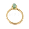 Double Pointed Hexagonal Prism Natural Green Aventurine Adjustable Rings for Women RJEW-G327-01G-03-3