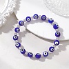 Handmade Evil Eye Lampwork Round Beads Stretch Bracelets for Women BJEW-JB13381-1