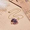 Natural Amethyst Chips Heart with Tree of Life Pendant Necklace NJEW-JN03906-03-2