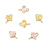 Brass Pave Cubic Zirconia Horse Eye Connector Charms KK-P347-03G-1