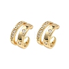 Two-layer C-Shaped Brass Micro Pave Clear Cubic Zirconia Cuff Earrings LS-EJEW-L316-01G-04-4