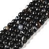 Natural Black Agate Beads Strands G-A246-8mm-04-2