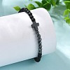 Synthetic Hematite & Natural Black Agate Beaded Stretch Bracelets BJEW-JB14011-2