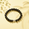 Natural Lava Rock Stretch Bracelet with Alloy Cross BJEW-JB08192-04-2