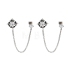 Flower 316 Surgical Stainless Steel Pave Clear Cubic Zirconia Dangle Chains Stud Earrings EJEW-Z050-61AS-1
