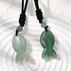 Natural Mixed Stone Fish Pendant Black Nylon Cord Necklaces NJEW-G185-01-3