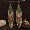 Bohemian Style Gradient Glass Beads Tassel Earrings QE2744-1